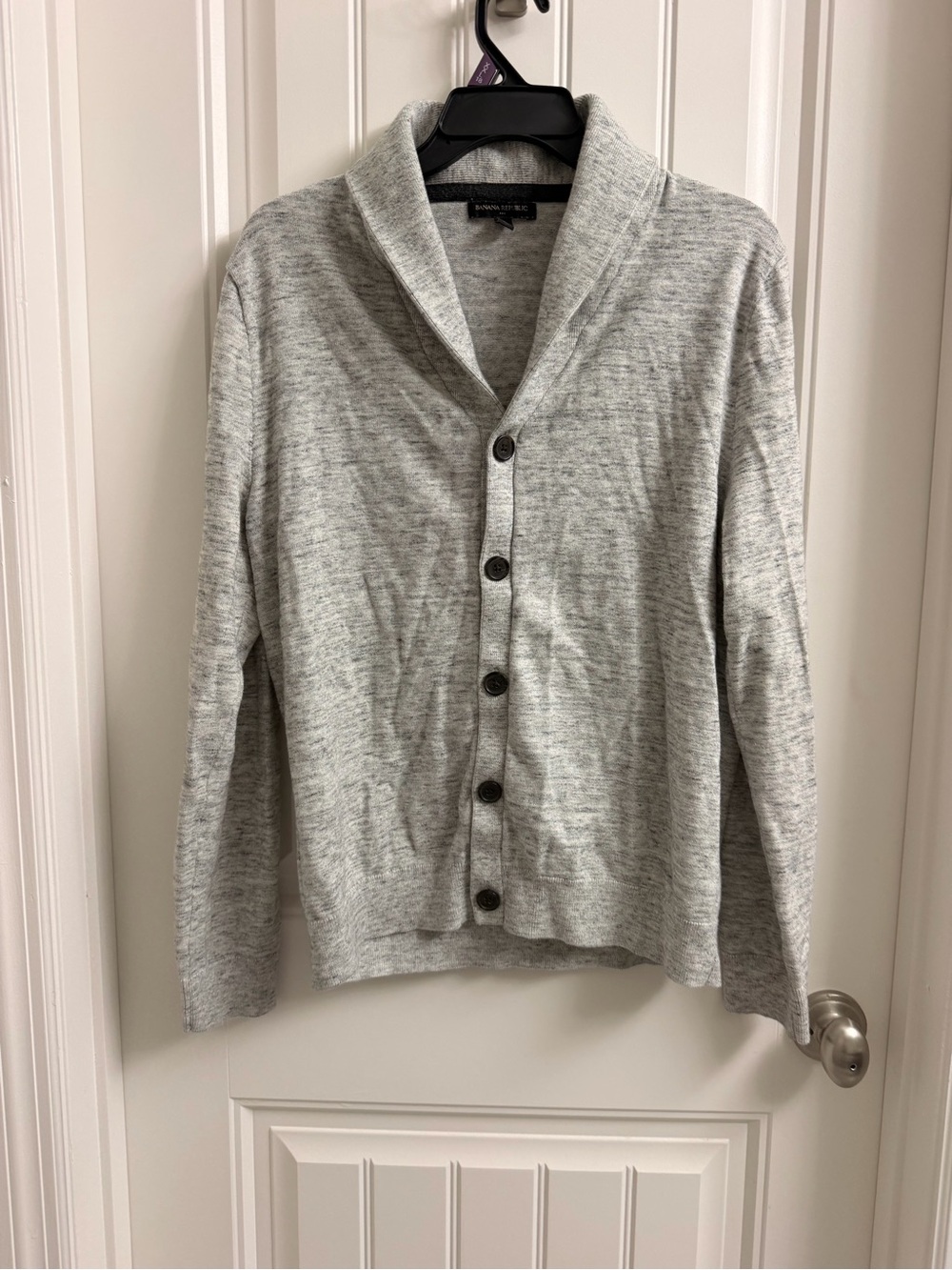Banana Republic Men's Light Gray Shawl-Collar Cardigan